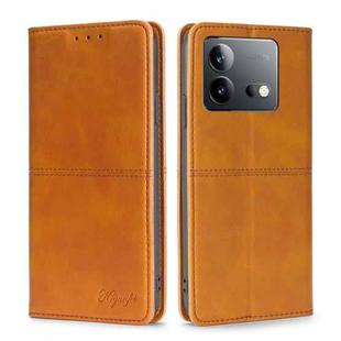 For vivo iQOO Neo 8 / 8 Pro 5G Cow Texture Magnetic Leather Phone Case(Light Brown)