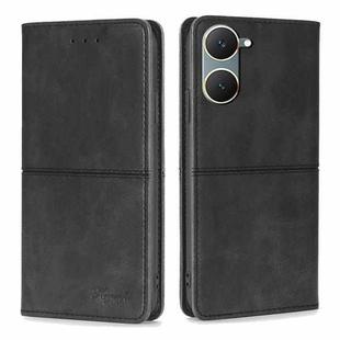 For vivo Y03 4G Cow Texture Magnetic Leather Phone Case(Black)