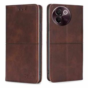 For vivo V30e 5G Global Cow Texture Magnetic Leather Phone Case(Dark Brown)