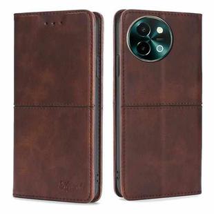 For vivo Y38 5G / T3x Global Cow Texture Magnetic Leather Phone Case(Dark Brown)