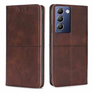 For vivo Y100 5G IDN Cow Texture Magnetic Leather Phone Case(Dark Brown)