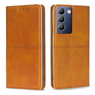 For vivo Y100 5G IDN Cow Texture Magnetic Leather Phone Case(Light Brown)