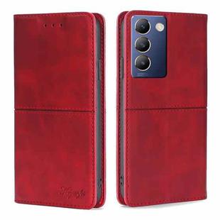 For vivo Y100 5G IDN Cow Texture Magnetic Leather Phone Case(Red)