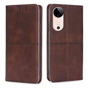 For vivo S19 Cow Texture Magnetic Leather Phone Case(Dark Brown)