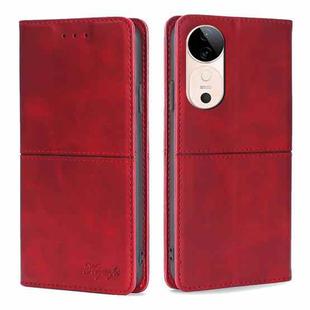 For vivo S19 Cow Texture Magnetic Leather Phone Case(Red)