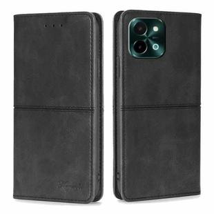 For vivo Y28 4G Cow Texture Magnetic Leather Phone Case(Black)