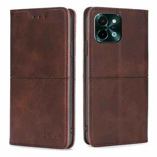 For vivo Y28 4G Cow Texture Magnetic Leather Phone Case(Dark Brown)