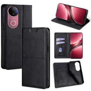 For vivo V50 5G Cow Texture Magnetic Leather Phone Case(Black)