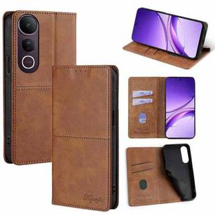 For vivo V50 Lite 5G Cow Texture Magnetic Leather Phone Case(Light Brown)