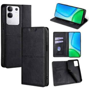 For vivo Y29 4G Global Cow Texture Magnetic Leather Phone Case(Black)