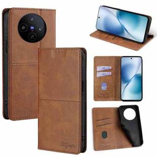 For vivo X200s 5G Cow Texture Magnetic Leather Phone Case(Light Brown)