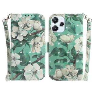 For Xiaomi Redmi 12 3D Colored Horizontal Flip Leather Phone Case(Watercolor Flower)