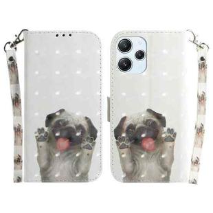 For Xiaomi Redmi 12 3D Colored Horizontal Flip Leather Phone Case(Pug)