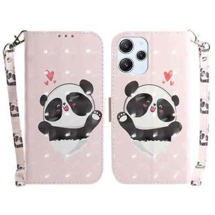 For Xiaomi Redmi 12 3D Colored Horizontal Flip Leather Phone Case(Heart Panda)