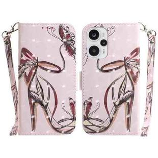 For Xiaomi Poco F5/Redmi Note 12 Turbo 3D Colored Horizontal Flip Leather Phone Case(Butterfly High-heeled)