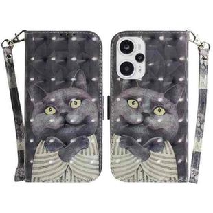 For Xiaomi Poco F5/Redmi Note 12 Turbo 3D Colored Horizontal Flip Leather Phone Case(Hug Cat)