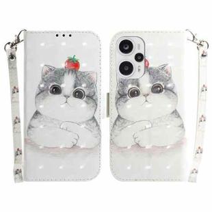 For Xiaomi Poco F5/Redmi Note 12 Turbo 3D Colored Horizontal Flip Leather Phone Case(Cute Cat)