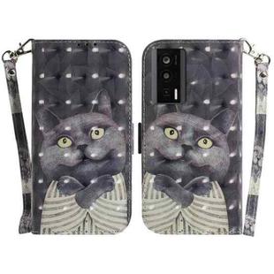 For Xiaomi Poco F5 Pro / Redmi K60 3D Colored Horizontal Flip Leather Phone Case(Hug Cat)