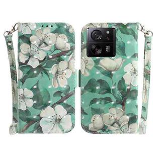 For Xiaomi 13T / 13T Pro / Redmi K60 Ultra 3D Colored Horizontal Flip Leather Phone Case(Watercolor Flower)