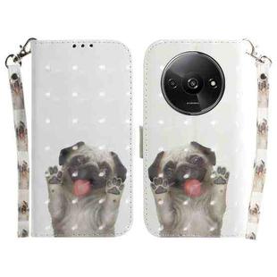 For Xiaomi Redmi A3 3D Colored Horizontal Flip Leather Phone Case(Pug)