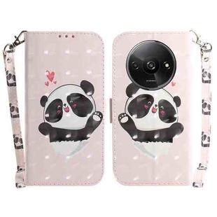 For Xiaomi Redmi A3 3D Colored Horizontal Flip Leather Phone Case(Heart Panda)