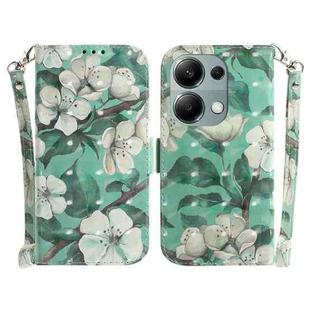 For Xiaomi Poco M6 Pro 4G 3D Colored Horizontal Flip Leather Phone Case(Watercolor Flower)