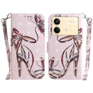 For Xiaomi Redmi Note 13R Pro 3D Colored Horizontal Flip Leather Phone Case(Butterfly High-heeled)