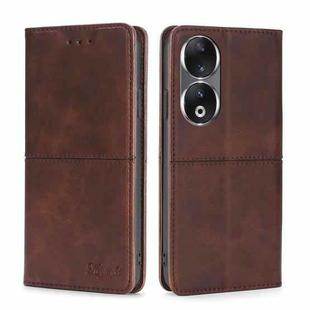 For Honor 90 5G Cow Texture Magnetic Leather Phone Case(Dark Brown)