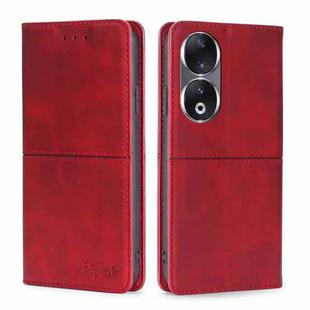 For Honor 90 5G Cow Texture Magnetic Leather Phone Case(Red)