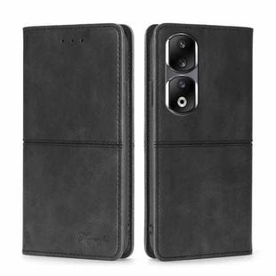 For Honor 90 Pro 5G Cow Texture Magnetic Leather Phone Case(Black)