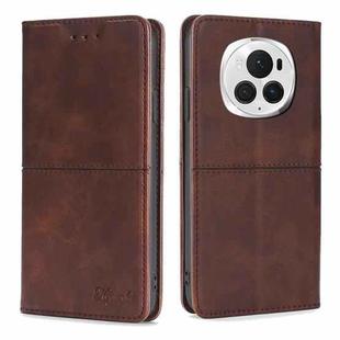 For Honor Magic6 Pro Cow Texture Magnetic Leather Phone Case(Dark Brown)