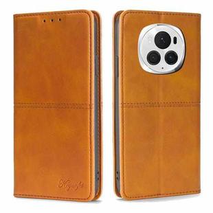 For Honor Magic6 Pro Cow Texture Magnetic Leather Phone Case(Light Brown)