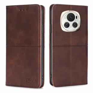 For Honor Magic6 Cow Texture Magnetic Leather Phone Case(Dark Brown)