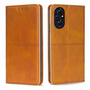 For Honor 200 5G Cow Texture Magnetic Leather Phone Case(Light Brown)