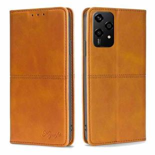 For Honor 200 Lite 5G Global Cow Texture Magnetic Leather Phone Case(Light Brown)