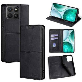 For Honor X8c 4G Cow Texture Magnetic Leather Phone Case(Black)