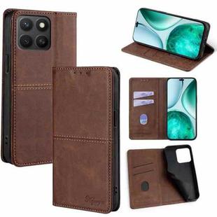 For Honor X8c 4G Cow Texture Magnetic Leather Phone Case(Dark Brown)