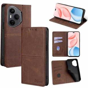 For Honor 400 Pro Global 160.8mm Cow Texture Magnetic Leather Phone Case(Dark Brown)