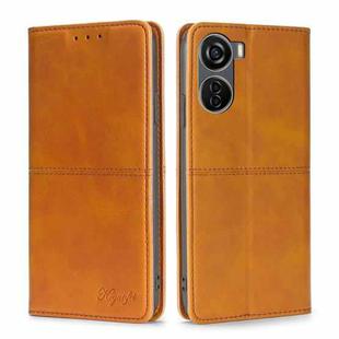 For ZTE Axon 40 Lite Cow Texture Magnetic Leather Phone Case(Light Brown)
