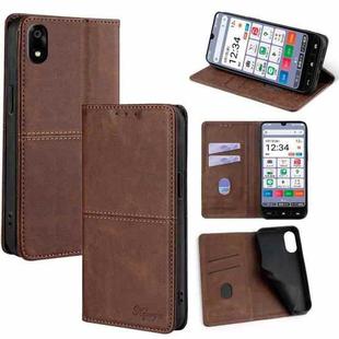 For ZTE Kantan Sumaho 4 A402ZT Cow Texture Magnetic Leather Phone Case(Dark Brown)