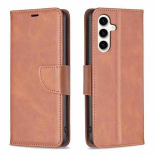 For Samsung Galaxy S23 FE 5G Lambskin Texture Pure Color Flip Leather Phone Case(Brown)