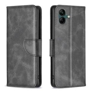 For Samsung Galaxy A05 Lambskin Texture Pure Color Flip Leather Phone Case(Black)