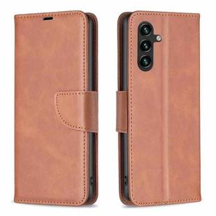 For Samsung Galaxy A05s Lambskin Texture Pure Color Flip Leather Phone Case(Brown)