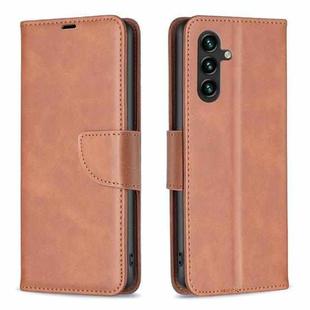 For Samsung Galaxy A15 Lambskin Texture Pure Color Flip Leather Phone Case(Brown)