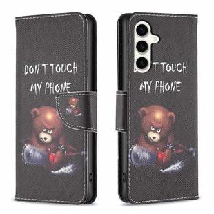 For Samsung Galaxy S23 FE 5G Colored Drawing Pattern Leather Phone Case(Bear)