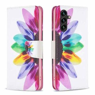 For Samsung Galaxy A35 Colored Drawing Pattern Leather Phone Case(Sun Flower)