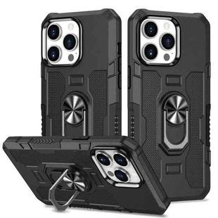 For iPhone 15 Pro Max Ring Holder Armor Hybrid Phone Case(Black)