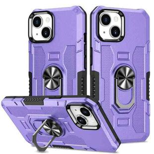 For iPhone 15 Ring Holder Armor Hybrid Phone Case(Purple)