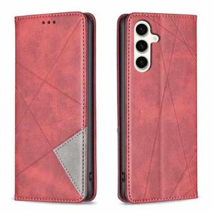 For Samsung Galaxy S23 FE 5G Rhombus Texture Magnetic Leather Phone Case(Red)