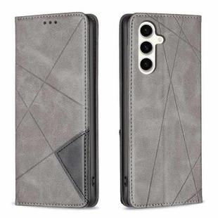 For Samsung Galaxy S23 FE 5G Rhombus Texture Magnetic Leather Phone Case(Grey)